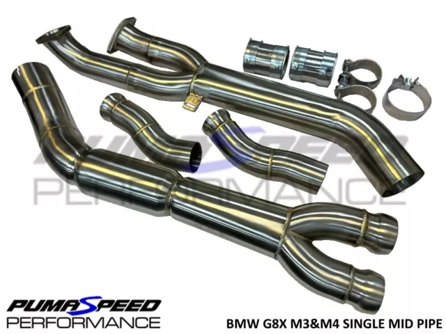 Pumaspeed Racing BMW G8X Single Resonated Mid-Pipe -Stainless Steel