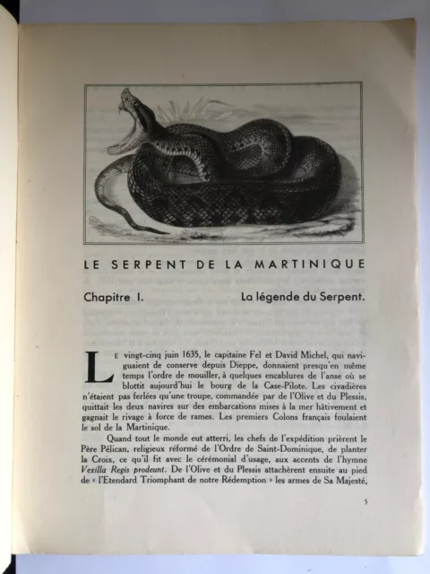 Le Serpent de la Martinique - H. de Lalung - 1934