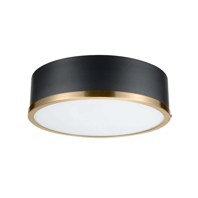 Better Homes & Gardens 14" 2 Light Matte Black Flush Mount Lights With Shades