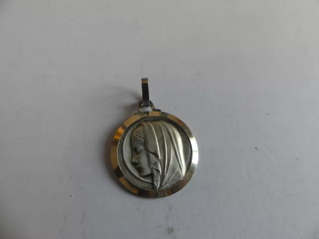 Médaille En Argent Religieuse Vierge Marie Diametre 2 Cm