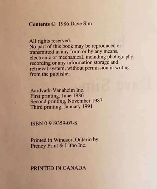 High Society TPB  Dave Sim  Cerebus Reprints  Aardvark-Vanaheim  512 Pages 1991 3