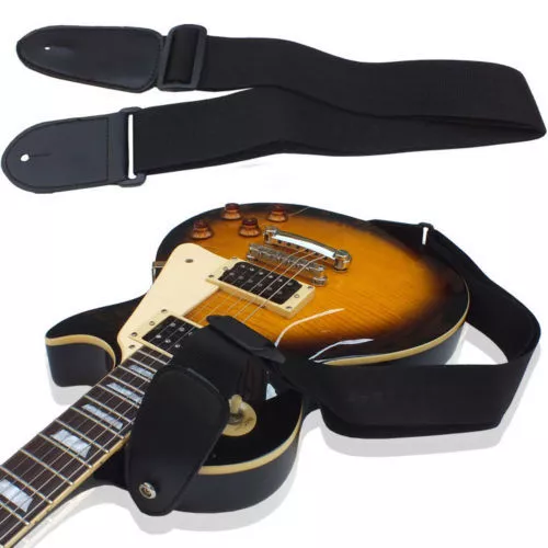Schwarzer verstellbarer Gitarrengurt mit Lederenden für E-Akustik-Bäss .$r