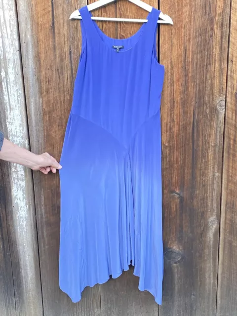 NEW! Eileen Fisher  Silk Dress with Scoop Neck Blue/ Periwinkle Ombre Size Small