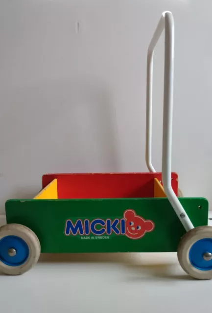 Micki Children's Push Along Walker / Carry Cart. Made In Sweden. Multicolour.