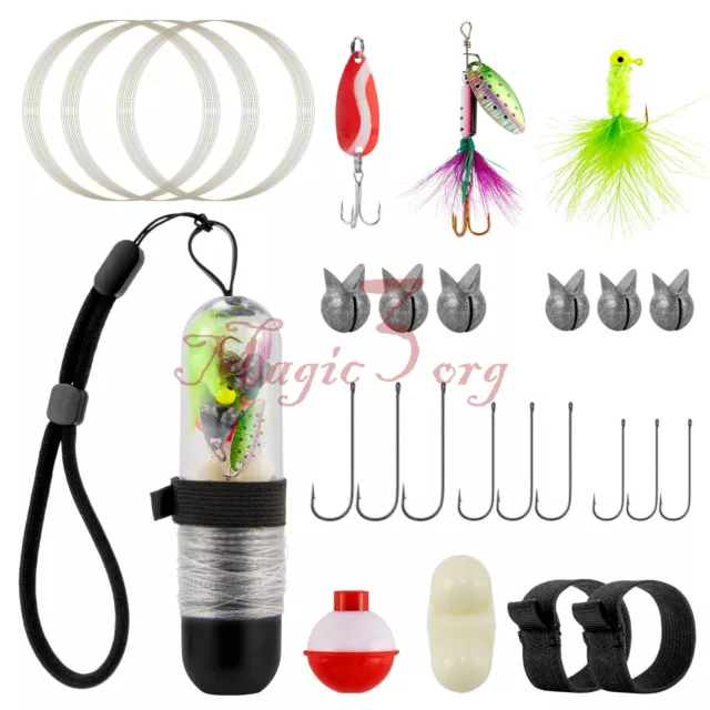 25pcs Pocket Reel Survival Emergency Bug Out Bag Portable Fishing Lead Weight