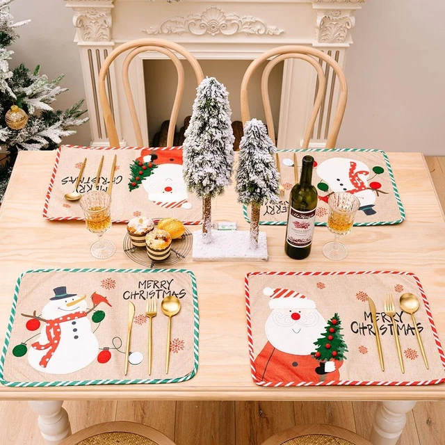 Lieu Tapis Set de Table Creative Brodé Napperon 46x35cm Fête de Noël