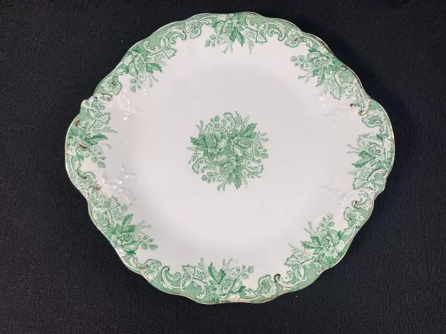 John Maddock & Sons Majestic Green Royal Vitreous China Antique Cake Plate