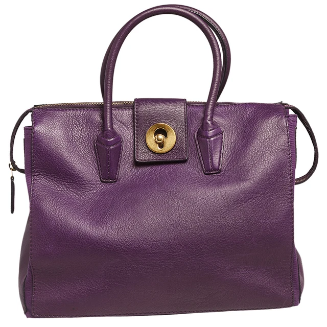 Yves Saint Laurent Purple Leather and Canvas Cabas Muse Two Tote Yves Saint Laurent Purple Leather and Canvas Cabas Muse Two Tote