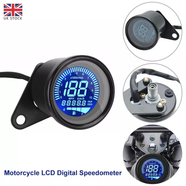 12V Digital Motorcycle Gauge LED LCD Motorbike Odometer Speedometer Tachometer