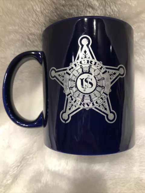 UNITED STATES SECRET SERVICE Ceramic Coffee Mug Cup Cobalt & Silver 4” T