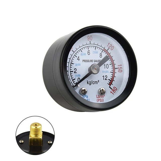Manomètre Compresseur 0-12 Bar / 0-170 Psi - Filetage 10 Mm, Pour Pompe à Air
