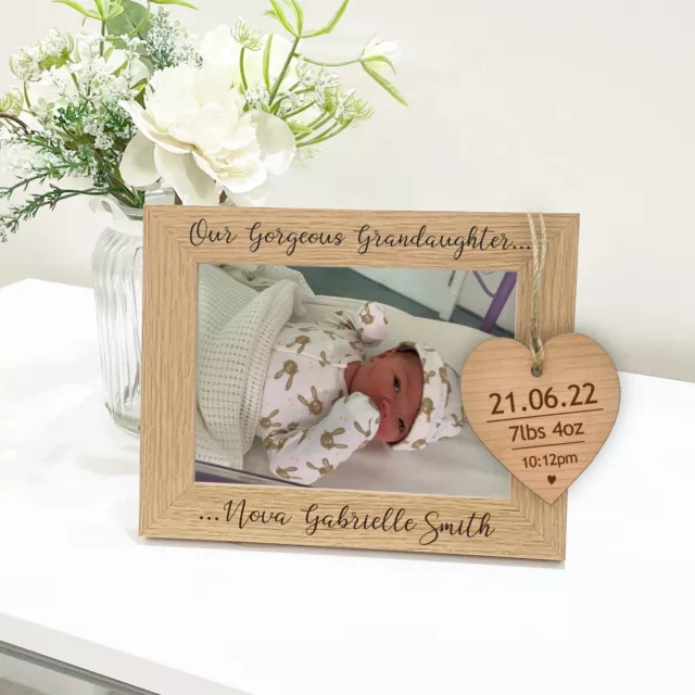 PERSONALISED Grandson Granddaughter Photo Frame for New Born, Grandparents gift