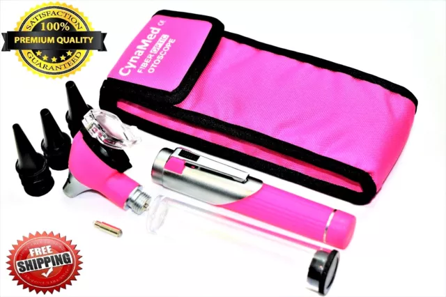 Fiber Optic Otoscope Mini Pocket Medical Ent Diagnostic Pink Set Ce