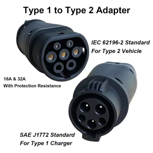 1Pc Type 1 To Type 2 16A 32A Electric EV Car Charging Adapter Connector