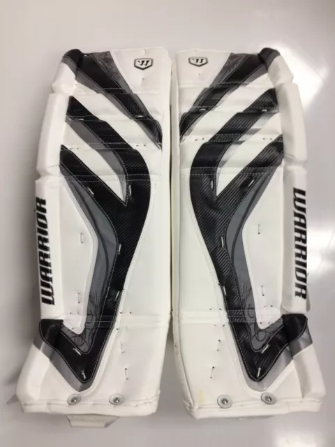 Warrior Messiah Pro Sr goalie leg pads white/black/silver 34+2 ice hockey senior