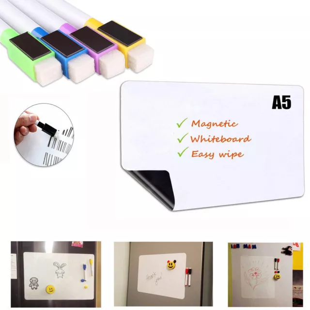 A5 Magnetic Whiteboard Plain Drawing Memo Notice List Planner Board Markers Pens