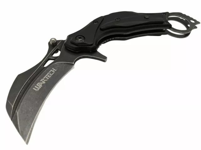Spring-Assist Folding Knife | Wartech Tactical Karambit 3" Claw Blade - Black