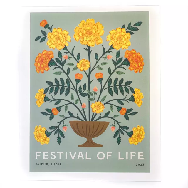 RIFLE PAPER CO. Art Print - INDIA FESTIVAL OF LIFE Flower Ad Poster 11" x 13.5"