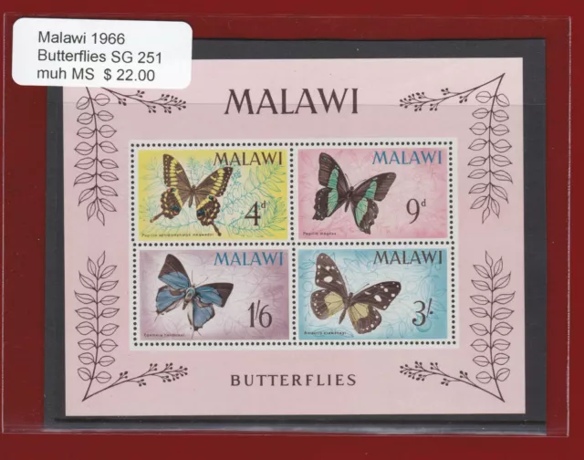 1966 Malawi Butterflies SG 251 MS MUH