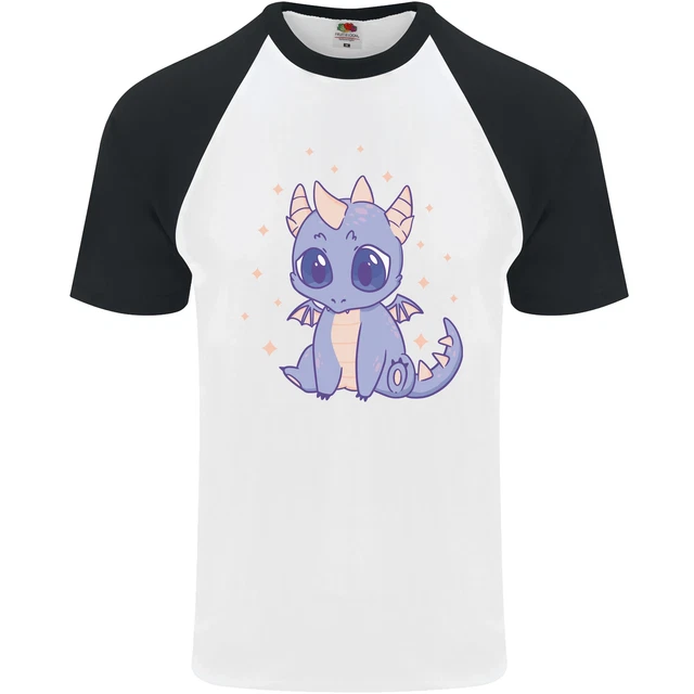 Carino Kawaii Bambino Dragon DA UOMO S/S Baseball T-Shirt