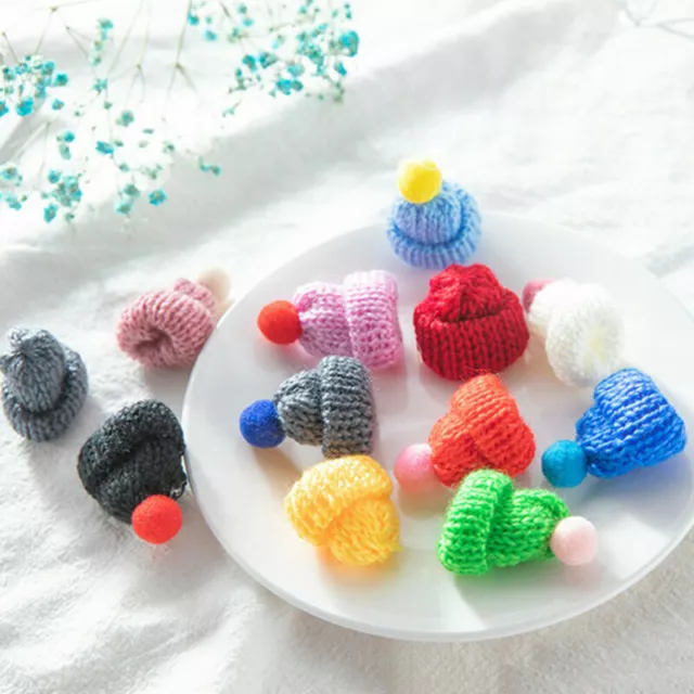 Mini sombreros decoraciones lindos sombreros de punto hágalo usted mismo suministros artesanales para niños 3