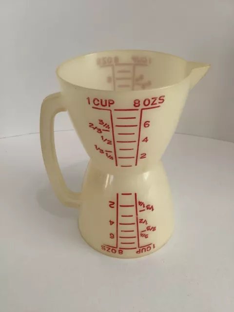 Vintage Tupperware 8 oz Wet Dry Double Ended Measuring Cup  2 Sided Hourglass