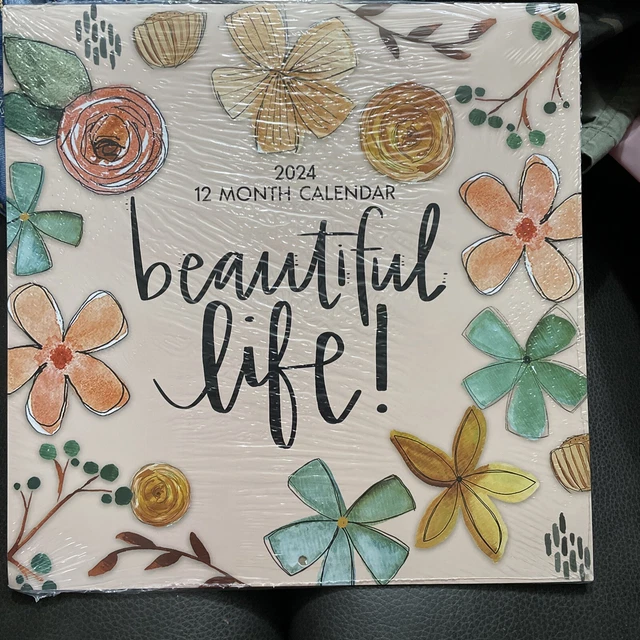 12 MONTH WALL Calendar 2024 Beautiful Life Flowers Dollar Tree 11"X22