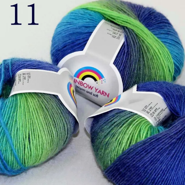 Sale 3ballsX50gr Cashmere Wool Rainbow Rugs Shawl Blankets Hand Kniting Yarn 11