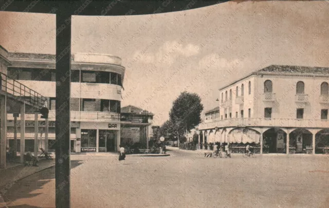 1952 LIDO DI JESOLO Piazza Marconi bar pasticceria Venezia Cartolina animata