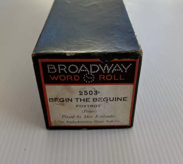 Player Piano Pianola Roll ‘Begin The Beguine’ Broadway Word Foxtrot Col Porter