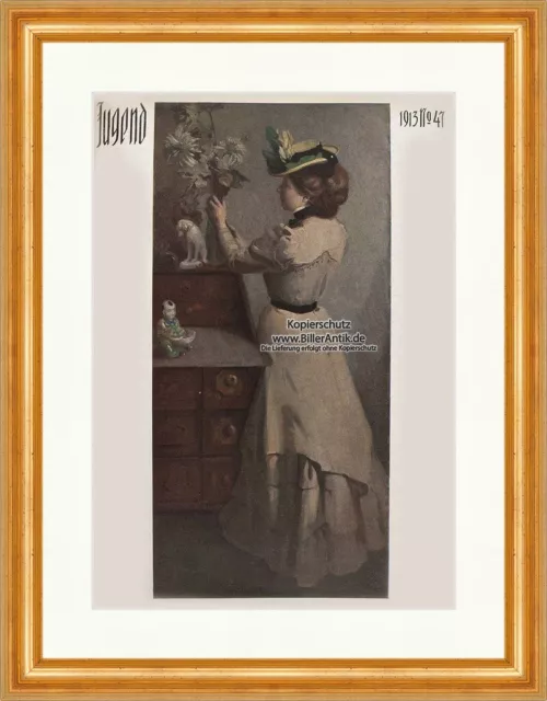 Titelseite der Nummer 47 von 1913 Leo Putz Georg Hirth Frau Jugend 3930 Gerahmt