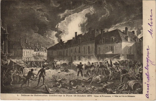 CPA Defense de CHATEAUDUN Combat sur la Place GUERRE MILITAIRE 1870 (47345)