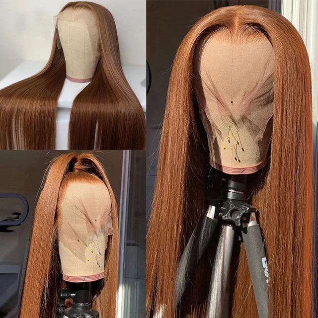AU 26inch Lace Front Wigs Heat Resistant Synthetic Hair Auburn Fashion Straight