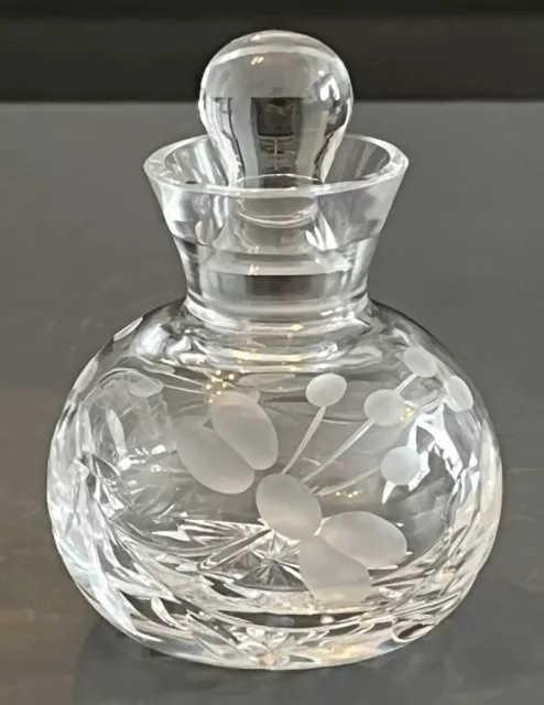 Vintage Cut Glass & Etched Clear Glass Perfume Bottle