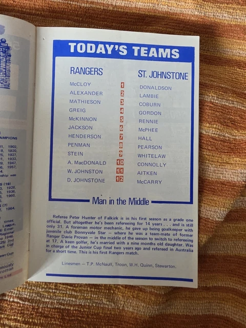 13 X RANGERS Home Programmes From Season 1970-71 some writing L11 £15. ...