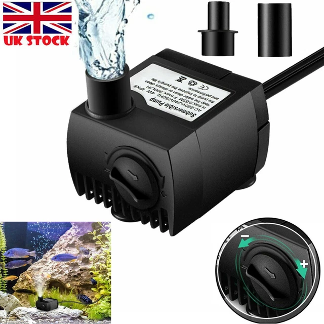 UK Fountain Aquarium 5W Fish Pond Submersible Electric Water Feature Pump 300L/H