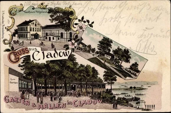 Litho Berlin Spandau Kladow, Gasthaus Helgoland, Gartenpartie - 3149854