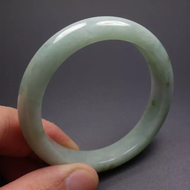 56mm Certified Grade A 100% Natural Green Jadeite Jade Bangle Bracelet 01957