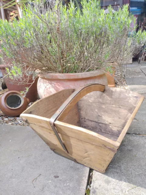 Vintage Asian  Garden Trug / Wood Basket/ Rice Measure 19th Century