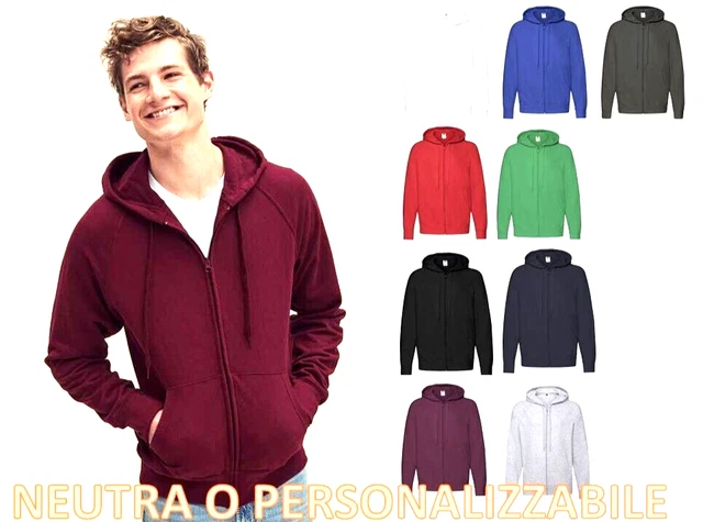 felpa con cappuccio zip intera uomo leggera Fruit Of The Loom Fruit of the loom
