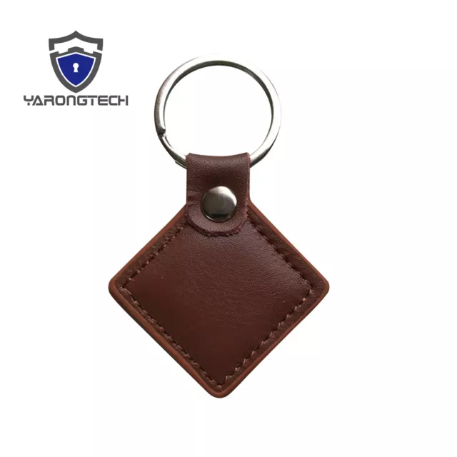 13.56MHz HF ISO14443A MIFARE Classic 1K Brown Leather RFID Key fob -10pcs