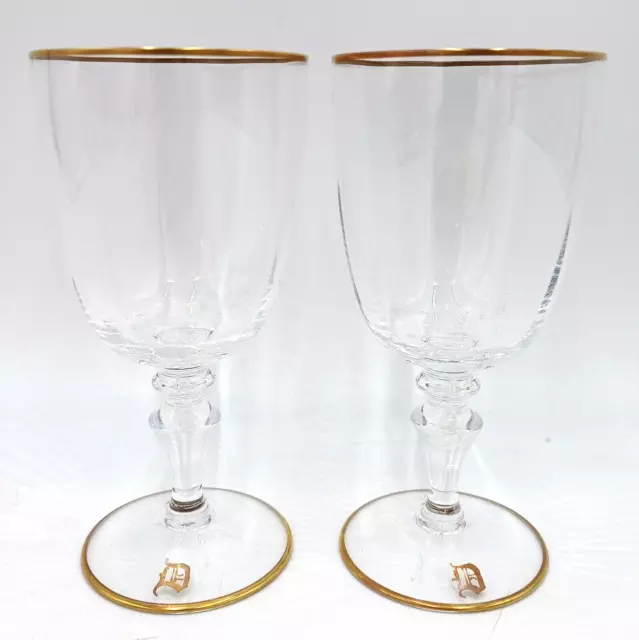 Murano Wine Glasses with Gold Rim and D Monogram Set of 2