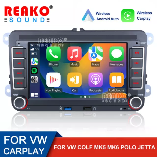 For VW GOLF MK5 MK6 7" Apple Carplay Car Stereo Radio Android 13 Player GPS 32GB
