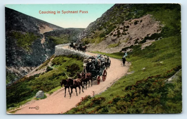 Postcard Coaching Scene In Sychnant Pass Penmaenmawr
