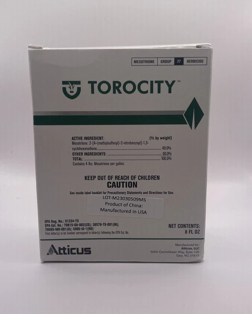 Torocity 4SC Herbicide 40% Mesotrione generic 8 Oz bottle