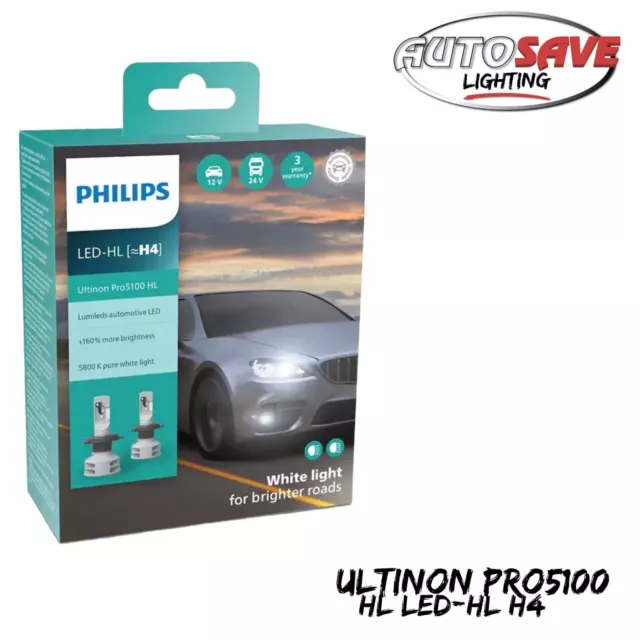 PHILIPS H4 ULTINON Pro9000 Car Headlight LED (250% more light) (Set of 2)  -5800K $154.99 - PicClick