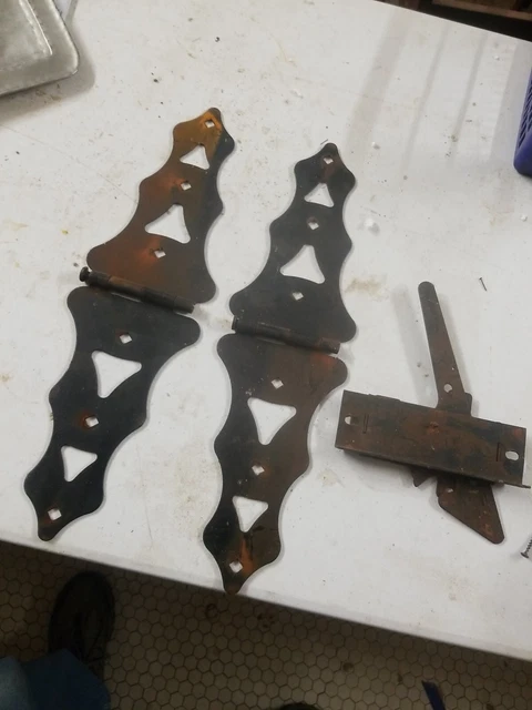 Vintage Lot Barn Door Strap Hinges And Hasp Latch Old Farm