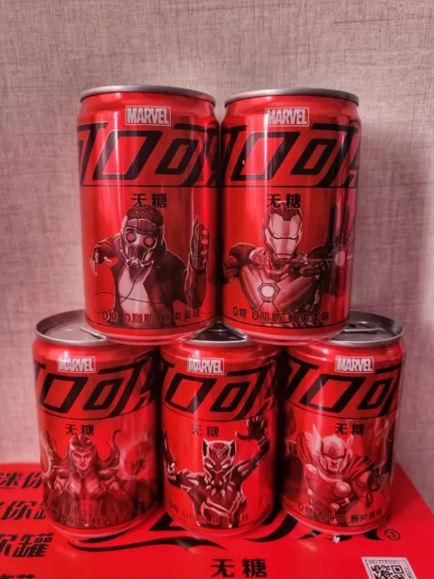 rare new china 2024  coca cola zero MARVEL  mini 200ml can empty of 5