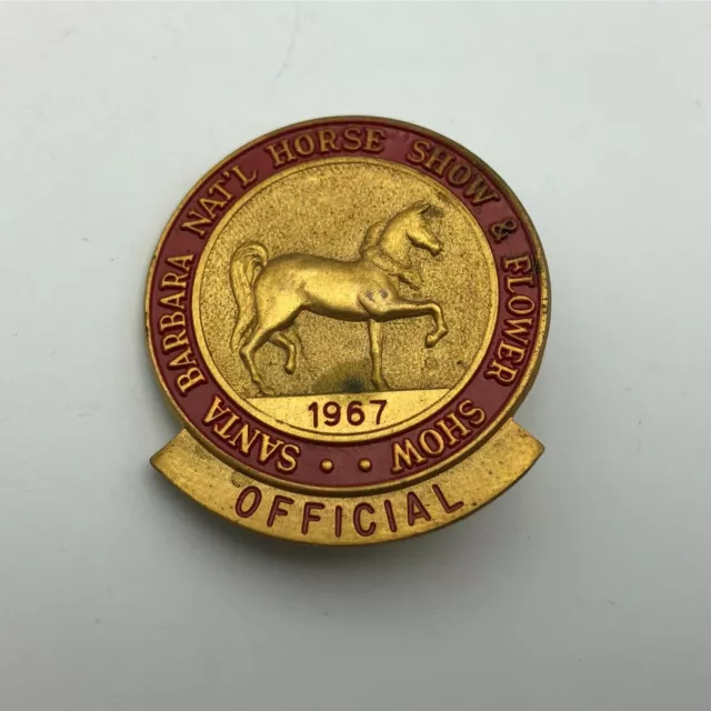 1967 Santa Barbara National Horse Flower Show Badge Pin HTF Vtg Official Rare C6