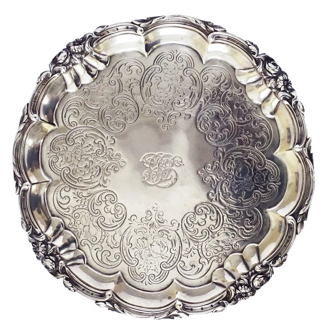 Scottish Sterling Silver 9.25" Georgian Footed Salver Tray 470gr Hallmarked 1821